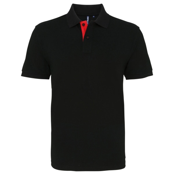 Asquith & Fox Mens Classic Fit Contrast Polo Shirt 2XL Svart/ R Black/ Red 2XL