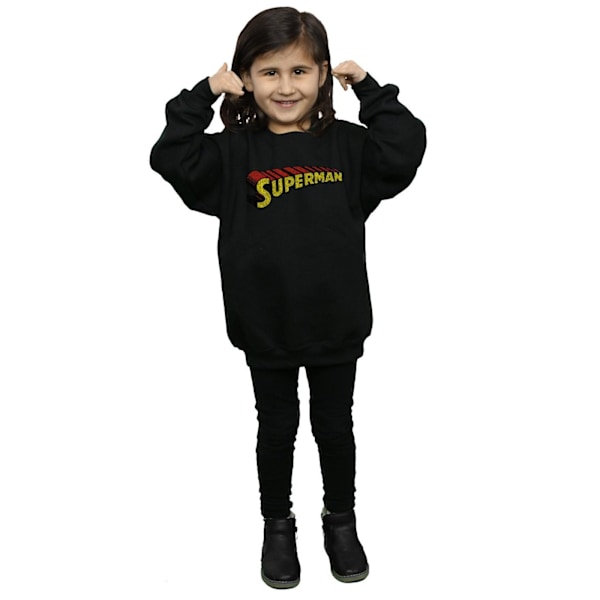DC Comics Girls Superman Teleskopisk Crackle Logo Sweatshirt 12- Black 12-13 Years