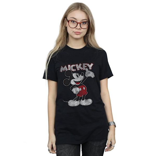 Disney Dam/Kvinnor Presenterar Mickey Mouse Bomull Boyfriend T-Shirt S Black S