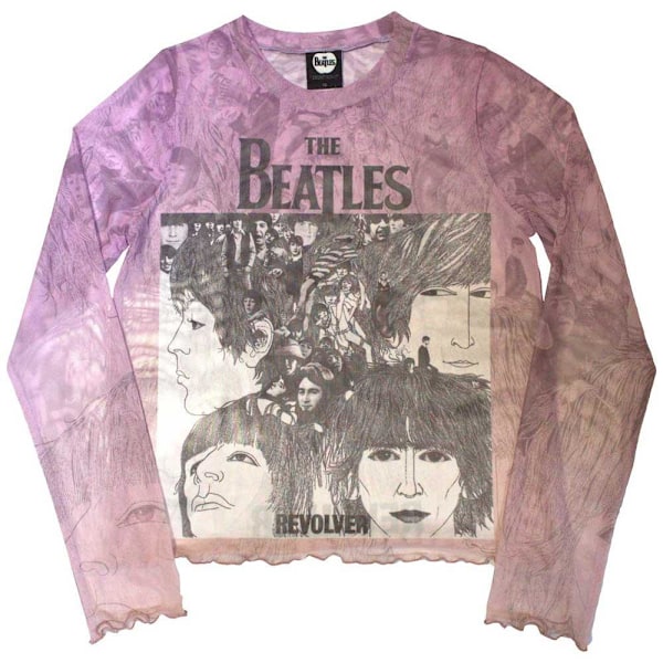 The Beatles Dam/Kvinnor Revolver Mesh Långärmad Crop Top S Pink S
