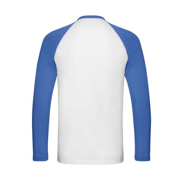 Fruit of the Loom herr långärmad baseball-t-shirt i kontrastfärg L White/Royal Blue L