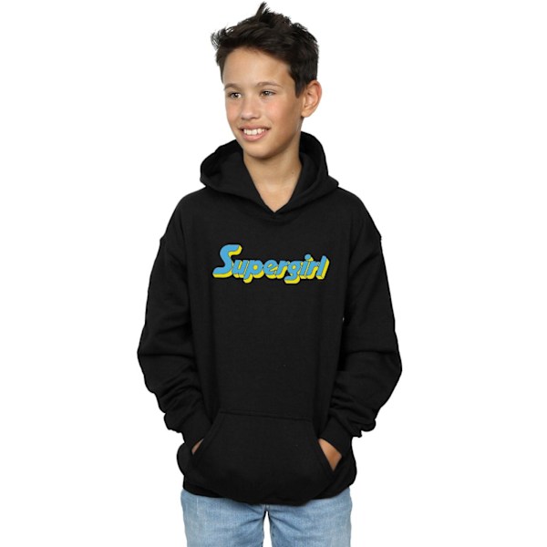 DC Comics Boys Supergirl Text Logo Hoodie 9-11 år Svart Black 9-11 Years