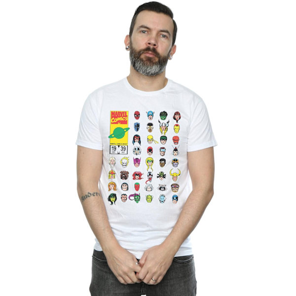 Marvel Comics Heads Cover T-shirt för män, 5XL, vit White 5XL