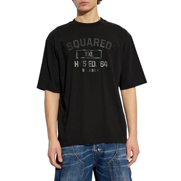 DSquared2 Herr Phys Ed Militär Logotyp T-Shirt M Svart Black M