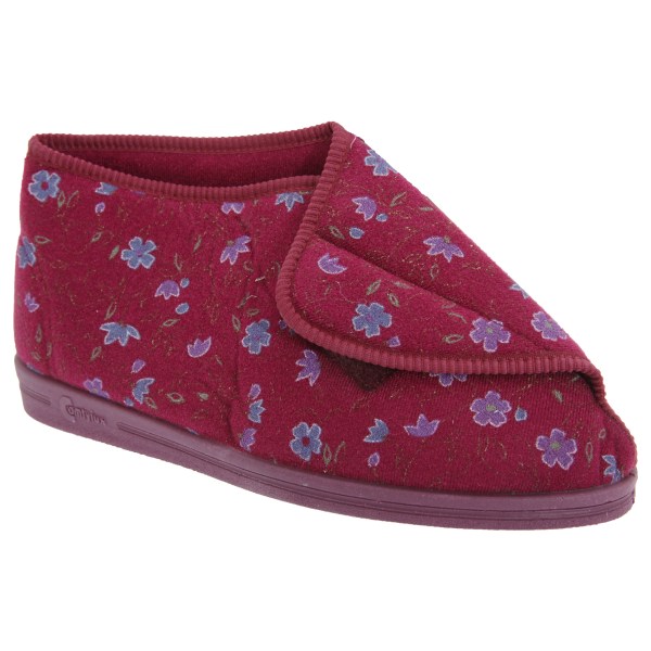Comfylux Womens/Ladies Andrea Floral Bootee Slippers 3 UK Wine Wine 3 UK