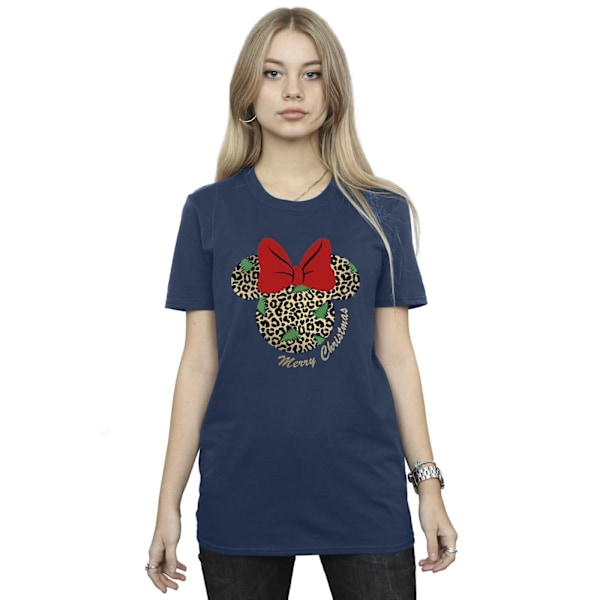 Disney Womens/Ladies Minnie Mouse Leopard Christmas Cotton Boyf Navy Blue XXL
