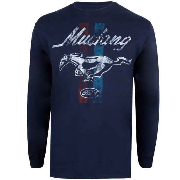 Ford Herr Mustang Stripe Långärmad T-shirt L Marinblå Navy L