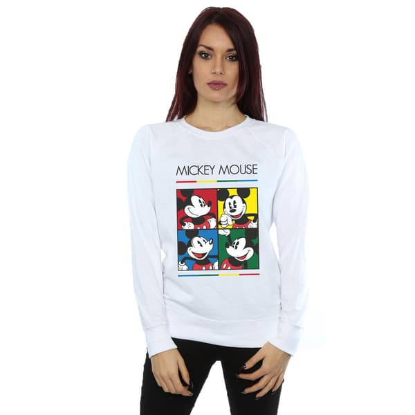 Disney Dam/Kvinnor Mickey Mouse Square Colour Sweatshirt M Vit White M
