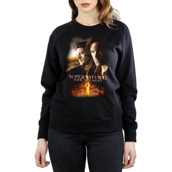 Supernatural Dam/Ladies Flaming Poster Sweatshirt XL Svart Black XL