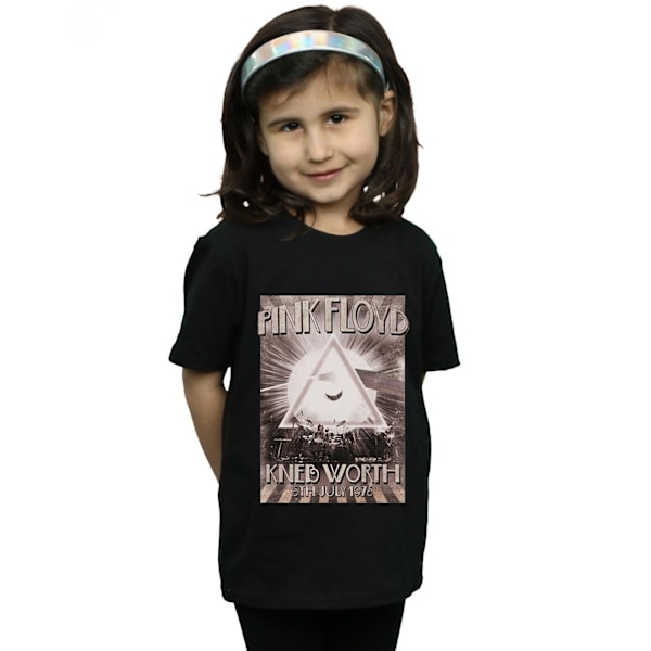 Pink Floyd Girls Knebworth Poster Bomull T-shirt 3-4 år Svart Black 3-4 Years