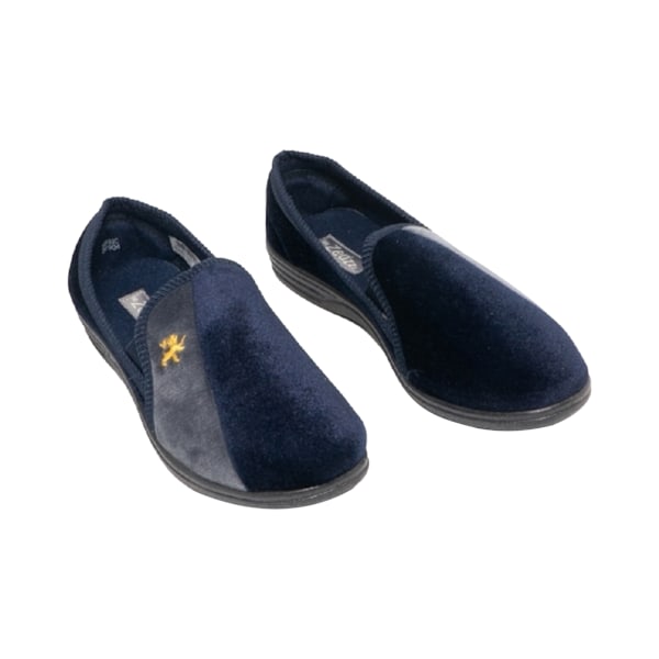Zedzzz herr Aaron Twin Gusset Velourtofflor 10 UK marinblå/grå Navy Blue/Grey 10 UK