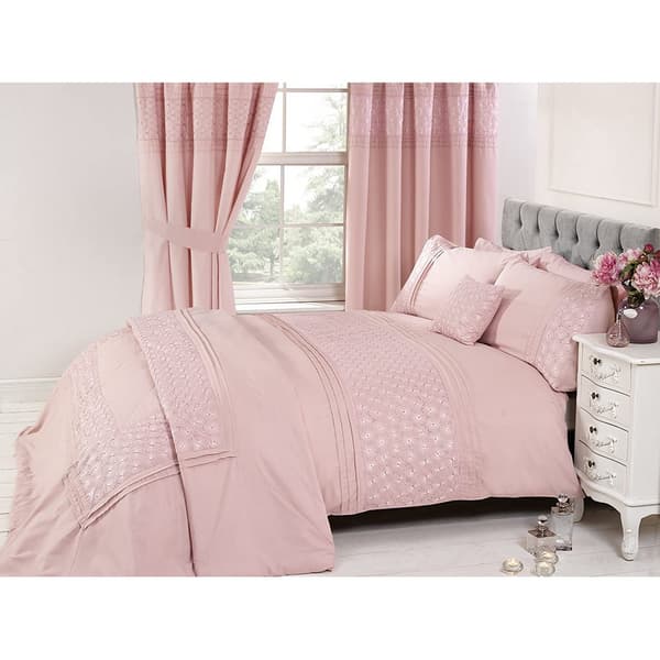 Rapport Everdean Broderad Påslakan Set Superking Rosa Pink Superking