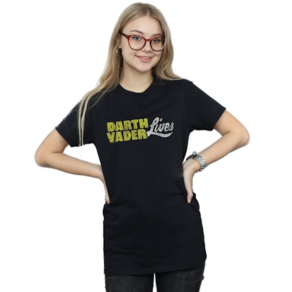 Star Wars Dam/Damer Darth Vader Lives Logotyp Bomull Boyfriend Black XL