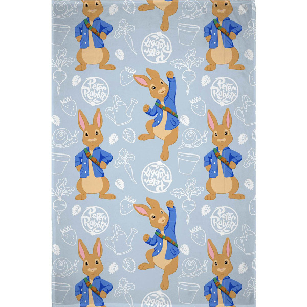 Peter Rabbit Hoppande Fleecefilt 150cm x 100cm Grå Grey 150cm x 100cm