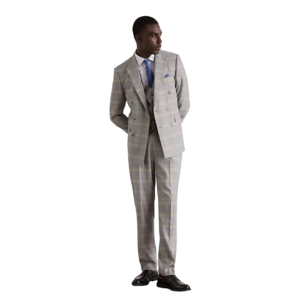 Burton Mens Rutig Slim Suit Byxa 36S Grå Grey 36S