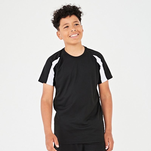 AWDis Just Cool Kids Unisex Kontrastfärgad Enfärgad Sport T-shirt 3-4 J Jet Black/Arctic White 3-4