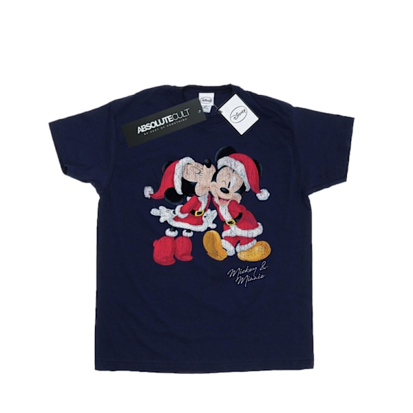 Disney Boys Mickey And Minnie Christmas Kiss T-Shirt 12-13 År Navy Blue 12-13 Years