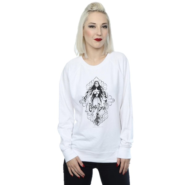 Corpse Bride Dam sweatshirt för kvinnor/damer, skissad brud, S, vit White S