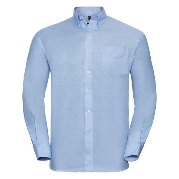 Russell Collection Herr Oxford Easy-Care Långärmad formell skjorta Oxford Blue 17in