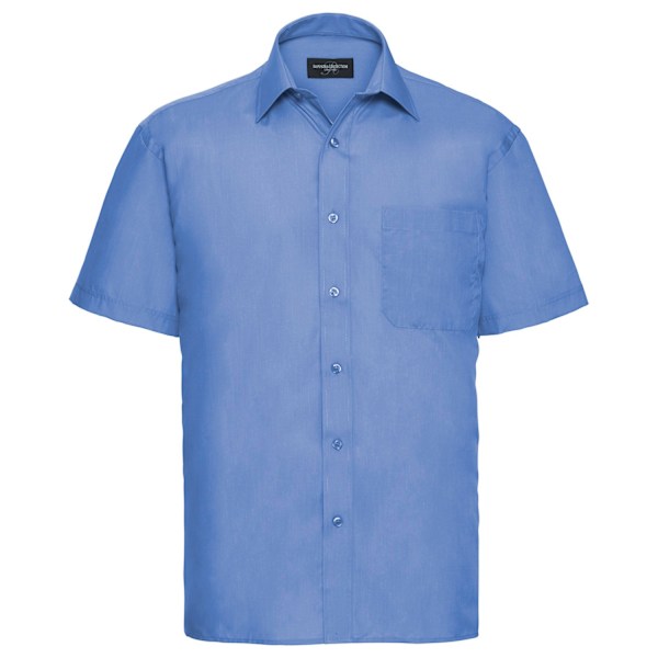 Russell Collection Herr Poplin Easy-Care Kortärmad Skjorta 19 Corporate Blue 19.5in