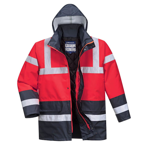 Portwest Herr Kontrast Hi-Vis Vinter Trafikjacka 3XL Röd/Marin Red/Navy 3XL