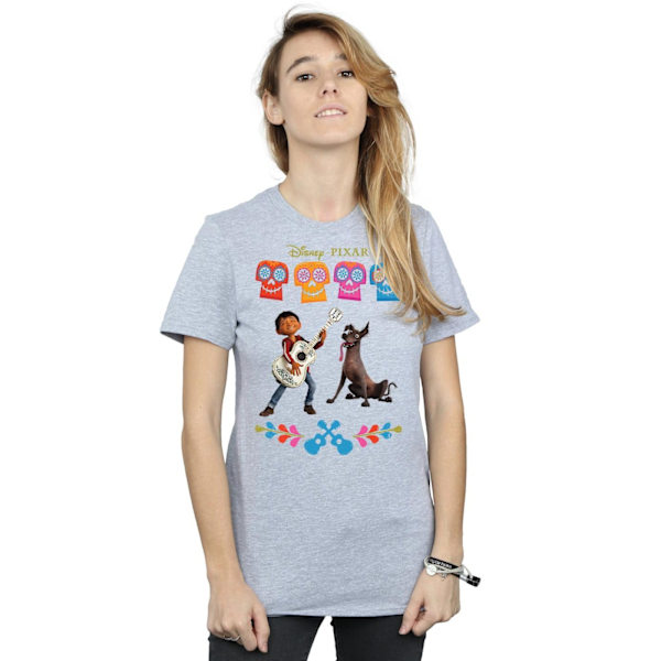 Disney Dam/Kvinnor Coco Miguel Logo Bomull Boyfriend T-shirt Sports Grey S