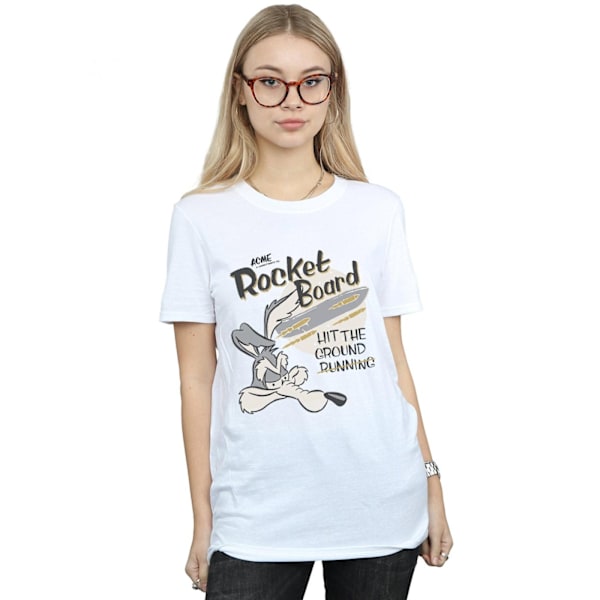 Looney Tunes Dam/Damer Raketbräda Wile E Coyote Bomull Boyfriend T-Shirt XXL Vit White XXL