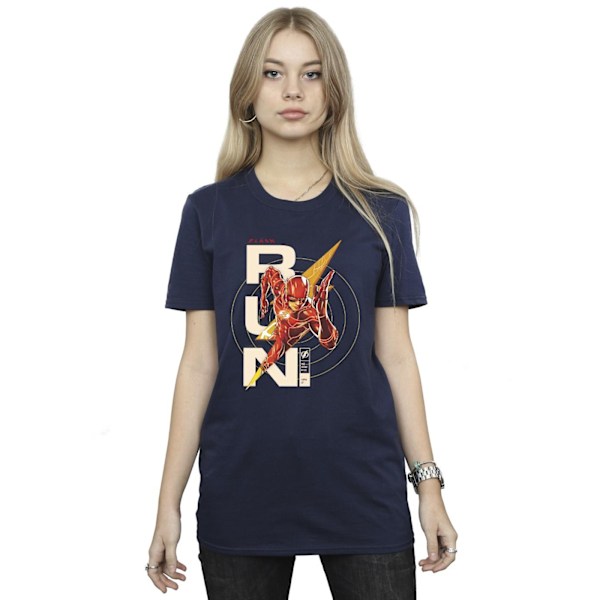 DC Comics Dam/Kvinnor The Flash Run Bomull Boyfriend T-shirt Navy Blue 5XL