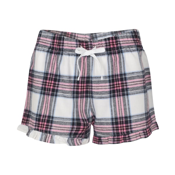 Skinnifit Tartan Shorts för Dam/Dam XS Vit/Rosa rutig White/Pink Check XS