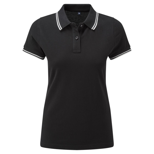 Asquith & Fox Dam/Dam Classic Fit Tipped Polo S Black/Whi Black/White S