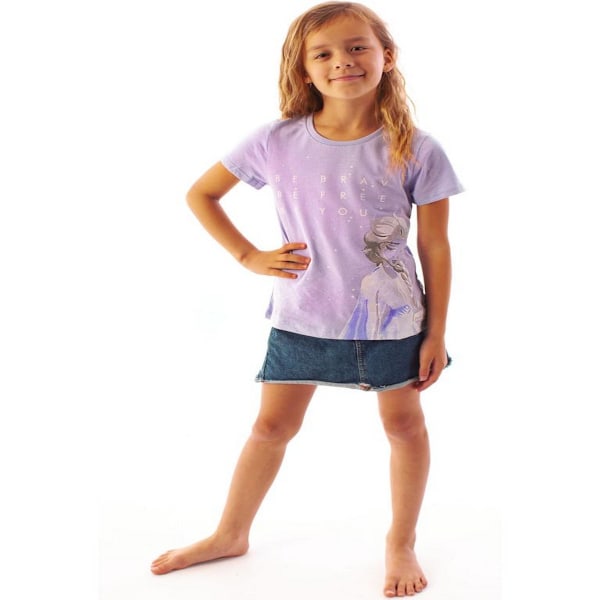 Frozen II T-shirt för flickor, Elsa, 5-6 år, lila Lilac 5-6 Years
