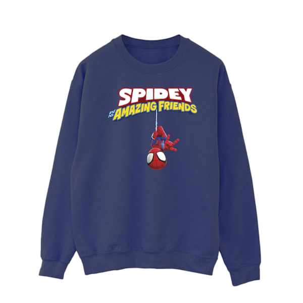 Marvel Herr Spider-Man Hängande Upp och Ner Sweatshirt S Marin Blå Navy Blue S