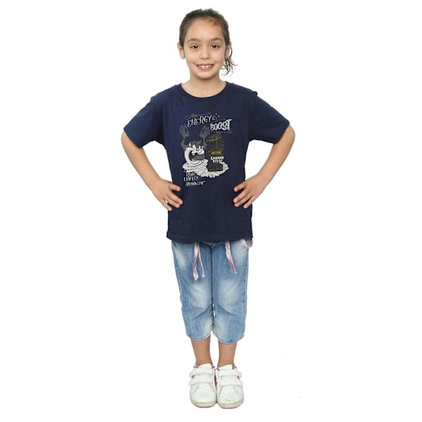 Looney Tunes Girls Taz Energy Boost Bomull T-shirt 7-8 år Marinblå Navy Blue 7-8 Years