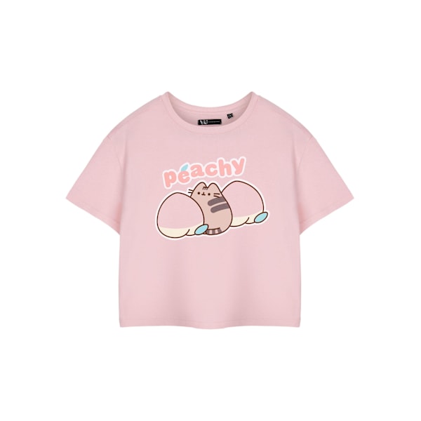 Pusheen Dam T-shirt med korta ärmar i persikafärg för kvinnor/damer, storlek L, rosa Pink L