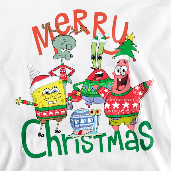 SvampBob Fyrkant Unisex Vuxen God Jul Grupp Tröjor White XL