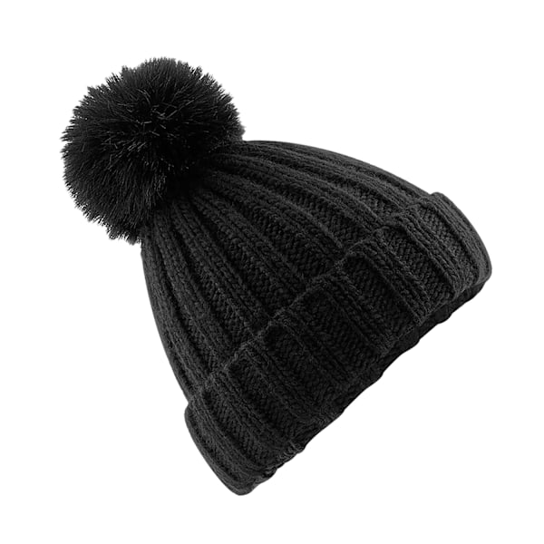 Beechfield Unisex Verbier Fur Pom Pom Chunky Beanie One size Bl Black One size