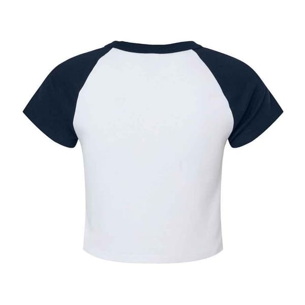 Bella + Canvas Dam/Damer Micro-Rib Raglan Crop Top S Vit/ White/Navy S