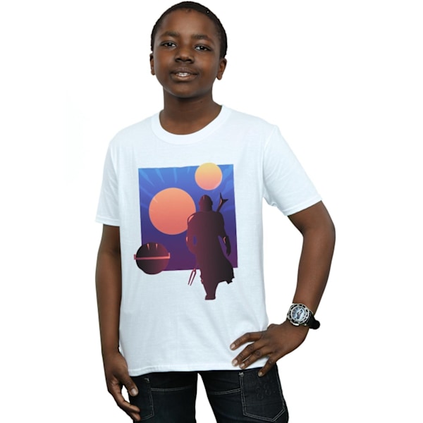 Star Wars Boys The Mandalorian Duo Sunset T-Shirt 7-8 år Vit White 7-8 Years