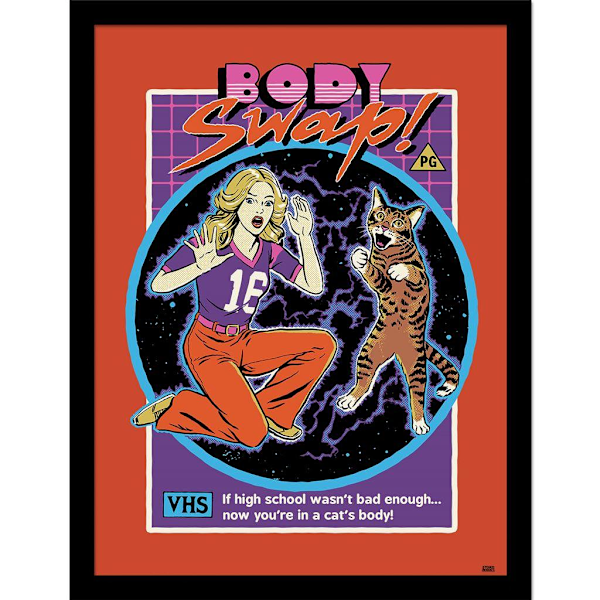 Steven Rhodes Body Swap Inramad Poster 40cm x 30cm Lila/Orange Purple/Orange 40cm x 30cm