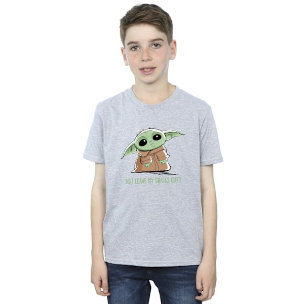 Star Wars Pojkar The Mandalorian Grogu Snacks Meme T-Shirt 9-11 Y Sports Grey 9-11 Years