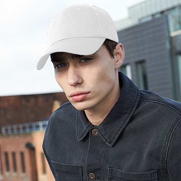 Beechfield Unisex Authentic 6 Panel Baseball Cap One Size Solid Solid White One Size