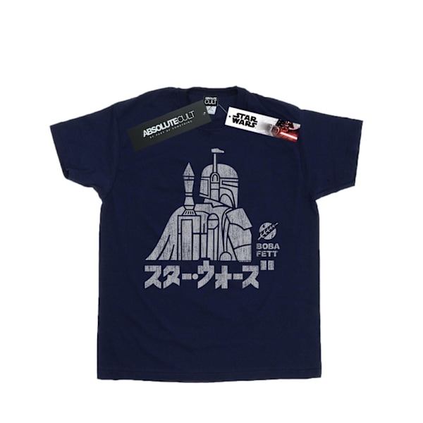 Star Wars Girls Kanji Boba Fett Bomull T-shirt 9-11 år Marinblå Navy Blue 9-11 Years