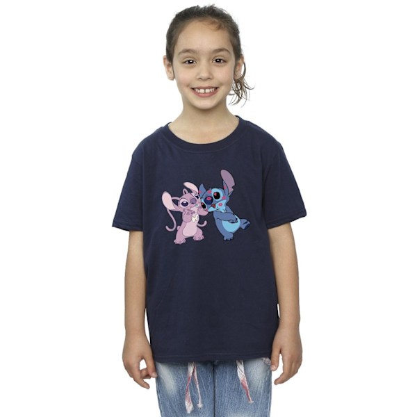 Disney Girls Lilo & Stitch Kisses Bomull T-shirt 9-11 År Marinblå Navy Blue 9-11 Years