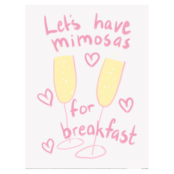 Athene Fritsch Mimosas Champagne Flute Print 50cm x 40cm Rosa/Vit Pink/White/Yellow 50cm x 40cm