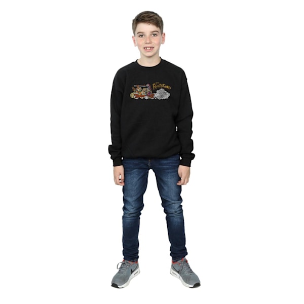 The Flintstones Boys Family Car Distressed Sweatshirt 7-8 år Black 7-8 Years