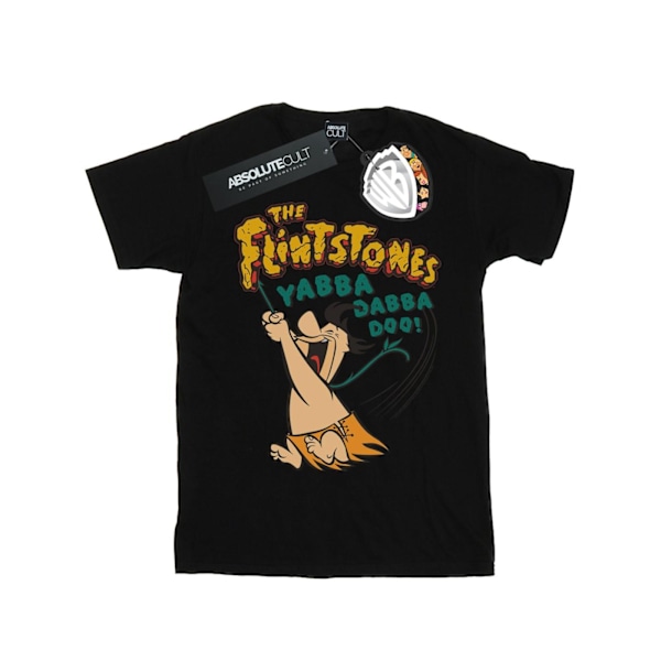 The Flintstones Dam/Damer Fred Yabba Dabba Doo Bomull Pojkvän T-Shirt Black 4XL