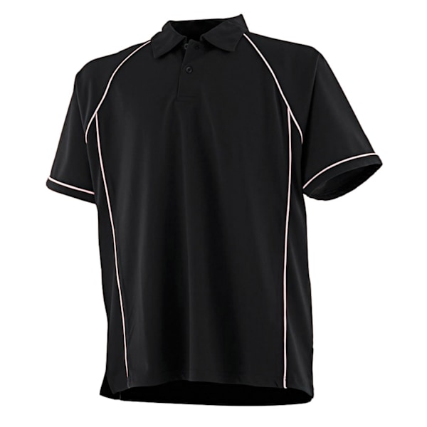 Finden & Hales Herr Piped Performance Poloshirt XL Svart/Vit Black/White XL