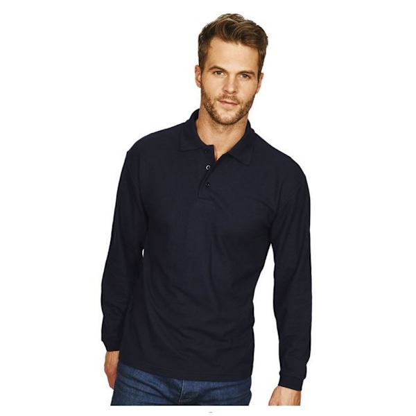 Casual Classic Herr Långärmad Polo 4XL Marinblå Navy 4XL