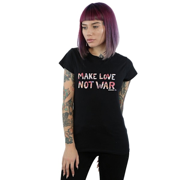 Woodstock Womens/Ladies Make Love Not War Blommig Bomull T-shirt Black XXL