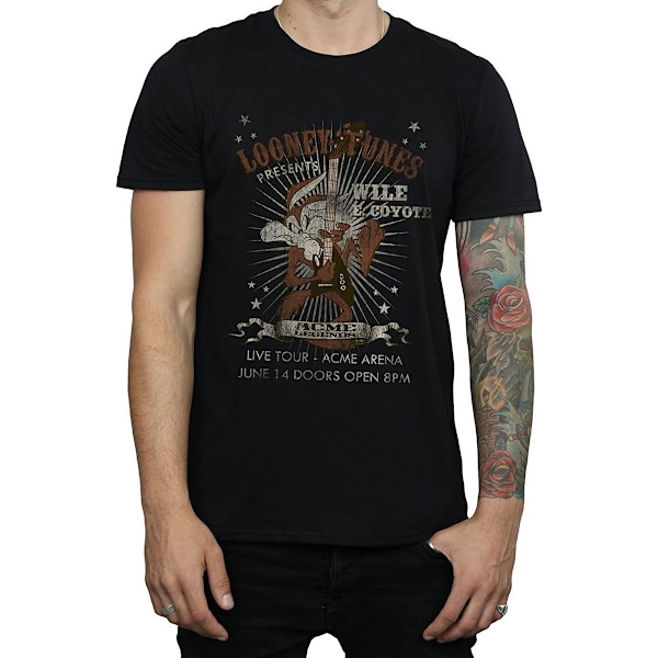 Looney Tunes Herr Wile E Coyote Gitarr Bomull T-shirt M Svart Black M
